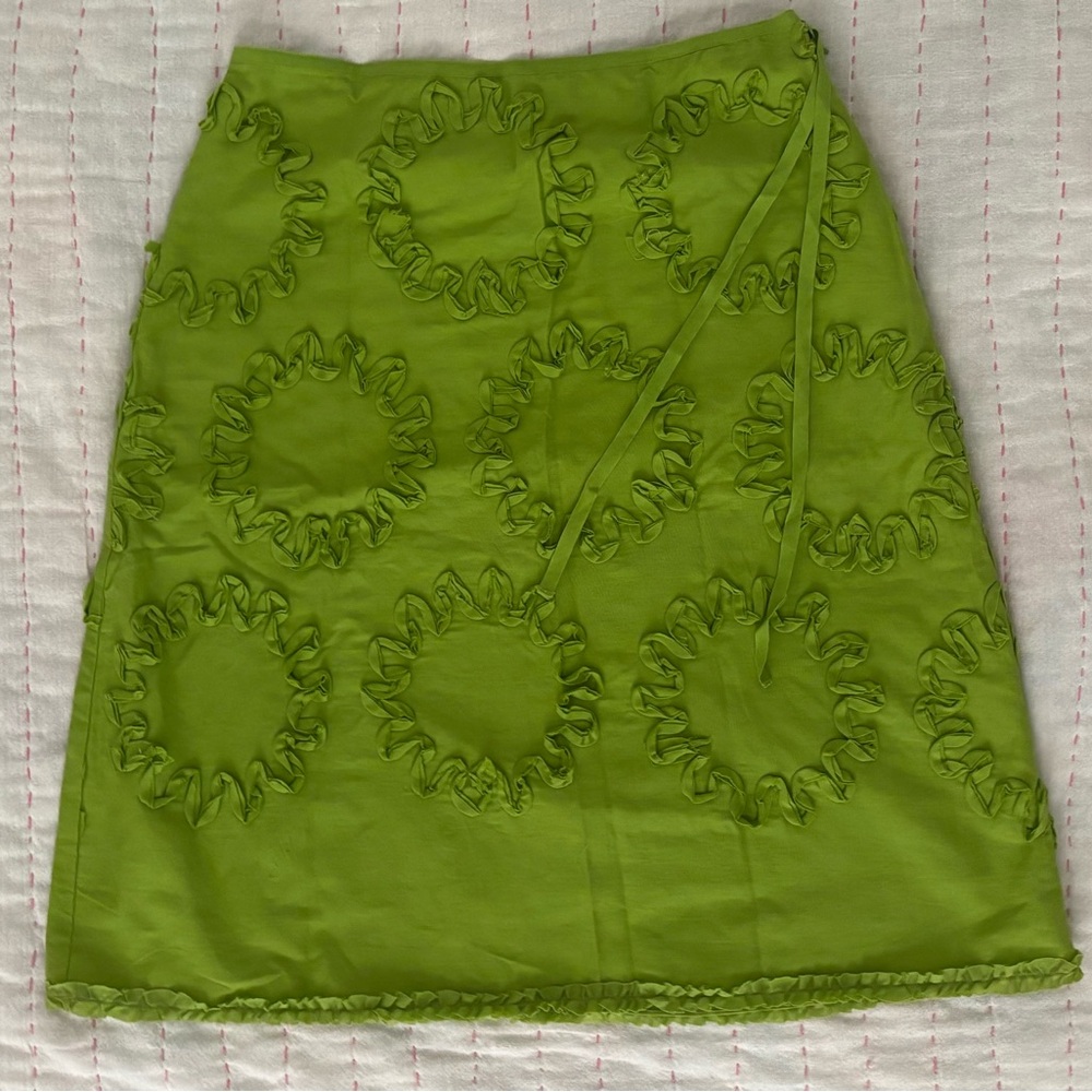 Max Studio Lime Green Skirt with Circular Ruffle Accents. Brand new, never worn.